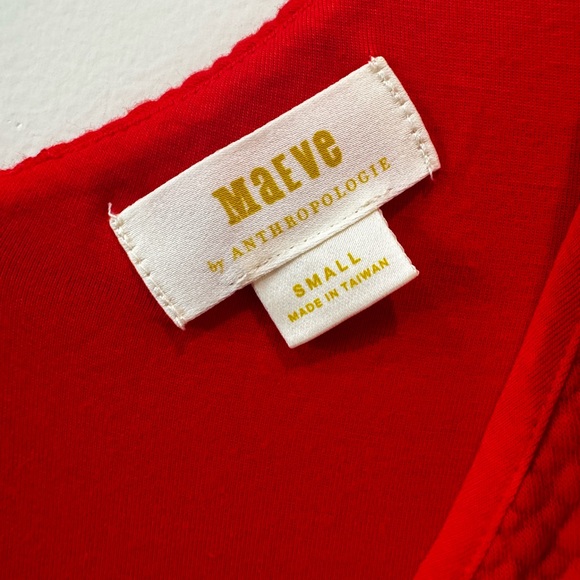 Anthropologie Maeve Red Textured Knee Length Dress size Small - Picture 4 of 7